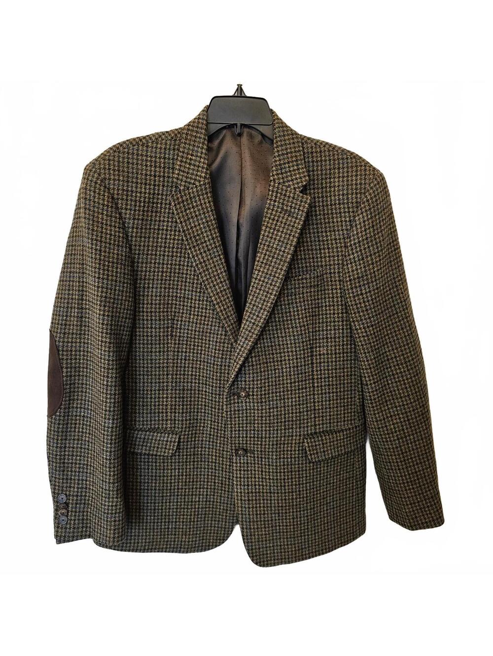 Tommy Hilfiger Mens Sport Coat Brown Tweed Houndstooth Classic Timeless Size 42R